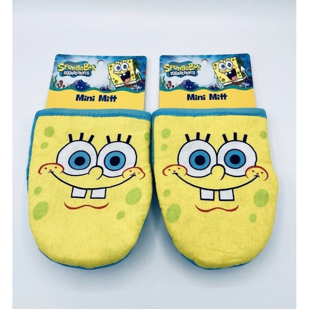 SpongeBob Squarepants Funny Face Oven Mini Mitts ~ (SET NEW)